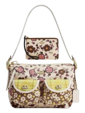 *NWT* COACH Floral Lime Green Cargo Shoulder Bag & Matching Wallet Set